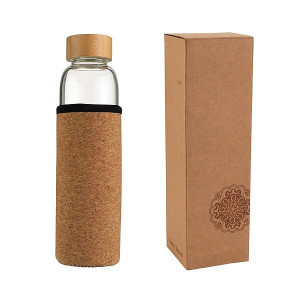 VS INDAUR glass bottle with cork sleeve - Reklamnepredmety