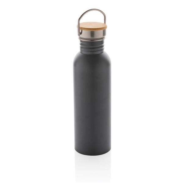 Modern stainless steel bottle with bamboo lid