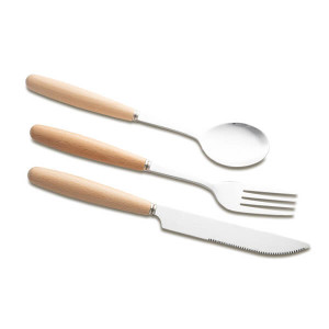 NANTES cutlery set in a cotton bag, beige - Reklamnepredmety