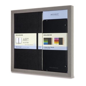 Moleskine sketchbook and watercolor pencils gift set - Reklamnepredmety