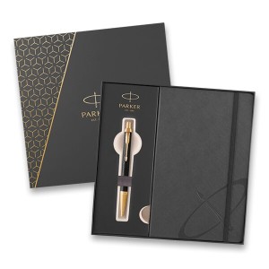 Parker IM Premium Black GT ballpoint pen with notebook in gift box - Reklamnepredmety