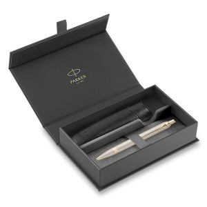 Parker IM Monochrome Champagne ballpoint pen with case in gift box - Reklamnepredmety