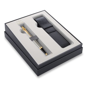 Parker IM Brushed Metal GT ballpoint pen with case in gift box - Reklamnepredmety