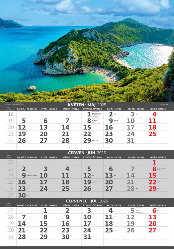 3-month calendar Coast