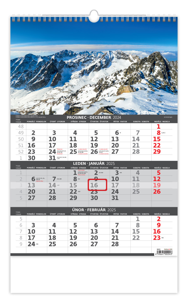 3-month calendar Mountains