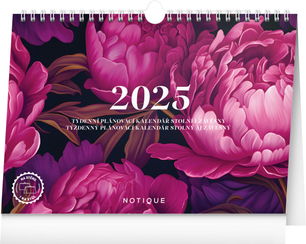 Peonies 2025 weekly planning calendar