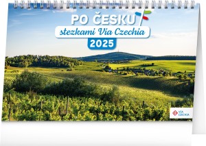 Desk calendar Around the Czech Republic via trails Via Czechia 2025, CZ - Reklamnepredmety