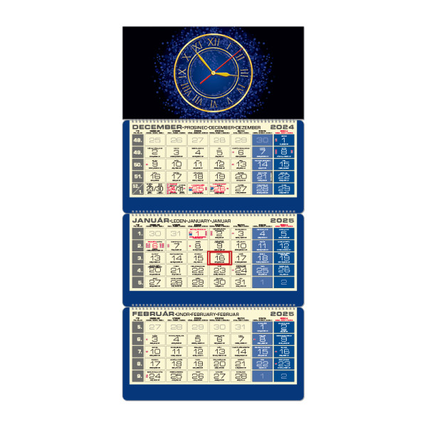 LUXUS 3M blue planning calendar with 2025 clock