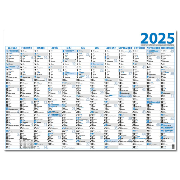 Planning one-sheet calendar 2025