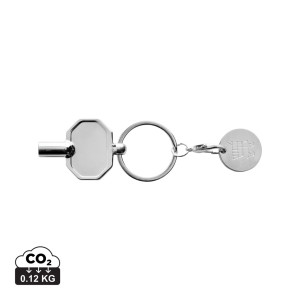 RCS recycled key ring. zinc alloy with a coin on the basket - Reklamnepredmety