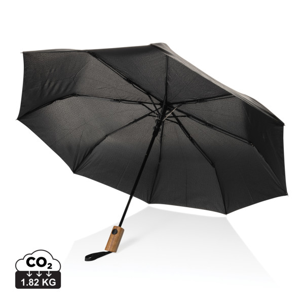 21" auto open umbrella Kaycey from RPET AWARE and acacia wood