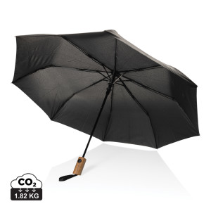 21" auto open umbrella Kaycey from RPET AWARE and acacia wood - Reklamnepredmety