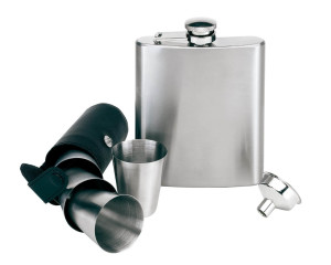 7 piece stainless steel hip flask set "Gentleman" - Reklamnepredmety