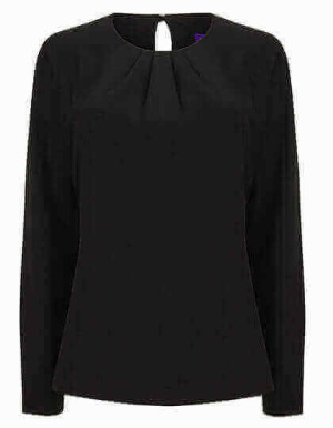 Ladies Pleat Front Long Sleeved Blouse - Reklamnepredmety